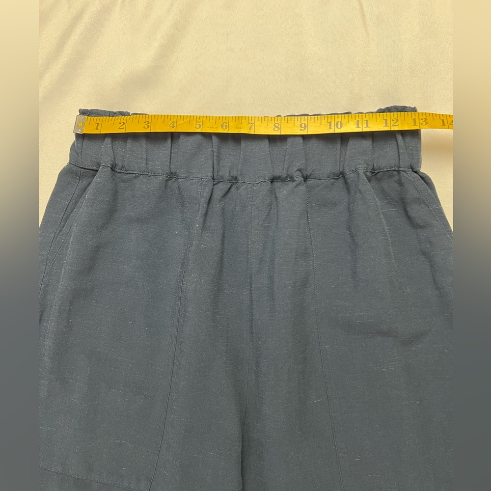 G. Label by Goop Seaside Wide Leg Viscose Linen Navy Office Wedding Resort Pant - Picture 11 of 16